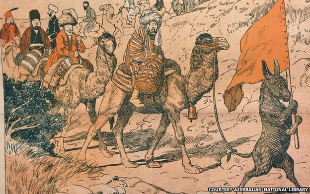 This cartoon depicts the Hajj pilgrimage to skewer blind religious faith. (Source: BBC)