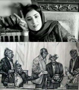 Atena Farghadani and cartoon