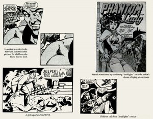 Page from Seduction of the Innocent, explaining how comics such as Baker's Phantom Lady corrupt the minds of children.