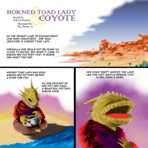 From “Horned Toad Lady & Coyote,” retold by by Eldrena Douma. Art by Roy Boney Jr.