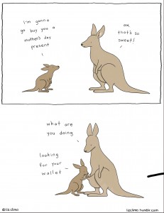 a young kangaroo and Mom kangaroo have a conversation