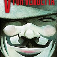 SMiling Guy Fawkes mask with the title V For Vendetta.