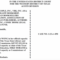A screenshot of the case header for Book People, Inc., v. Wong in the U.S. District Court for the Western District of Texas