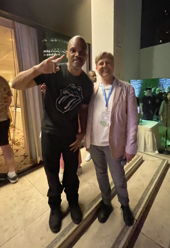 The King of Rock Daryl "DMC" McDaniel and CBLDF Interim Director Jeff Trexler at the CBLDF party